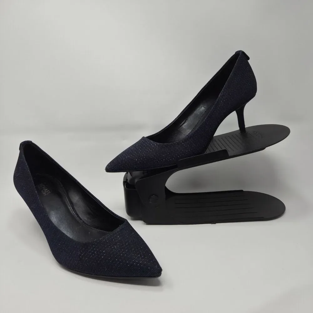 Michael Kors Flex Blue Black Glitter Pointy Kitten Heel Pumps Size 7.5M